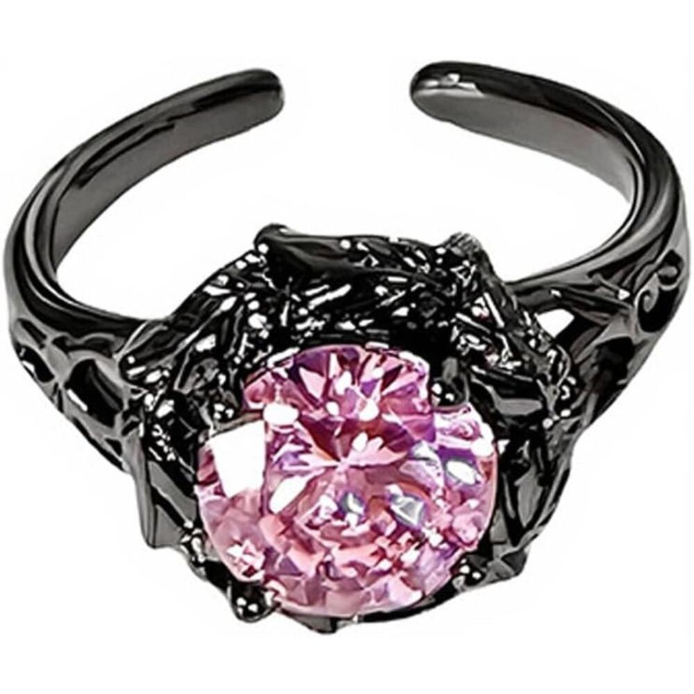 Trendy Black Opening Ring Dark Gothic Moon & Star Designs Knuckle Ring